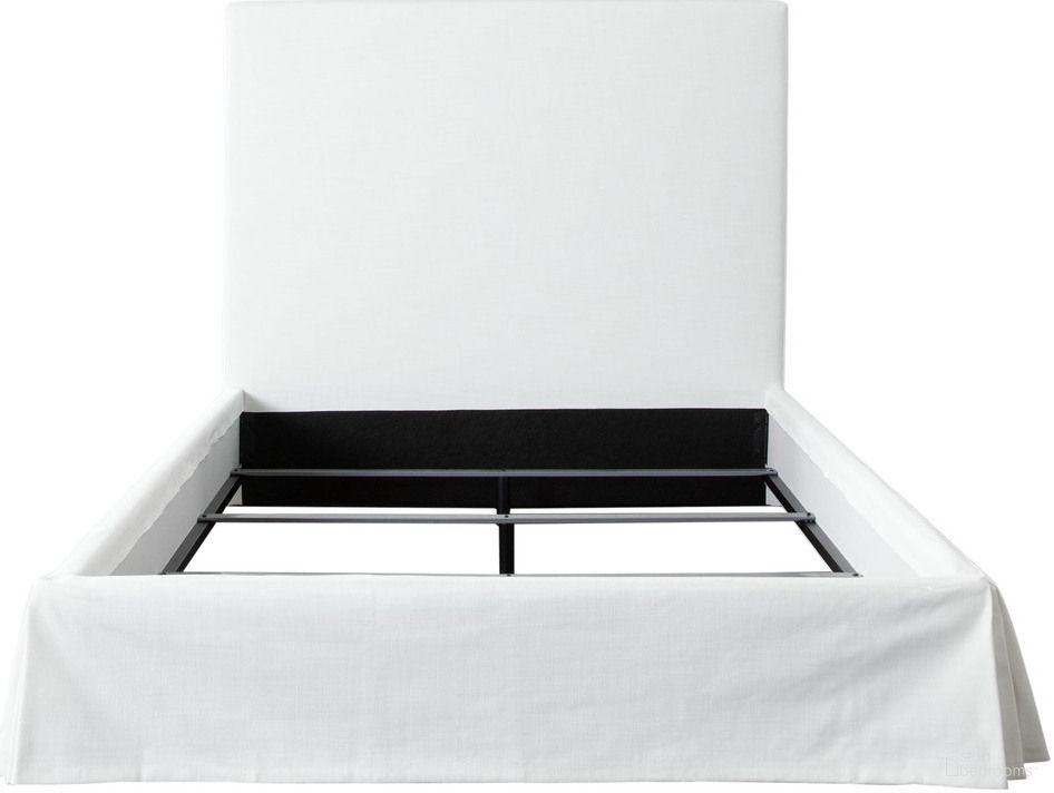 Savannah 58 Inch Eastern King Slipcover Bed In White Linen Fabric