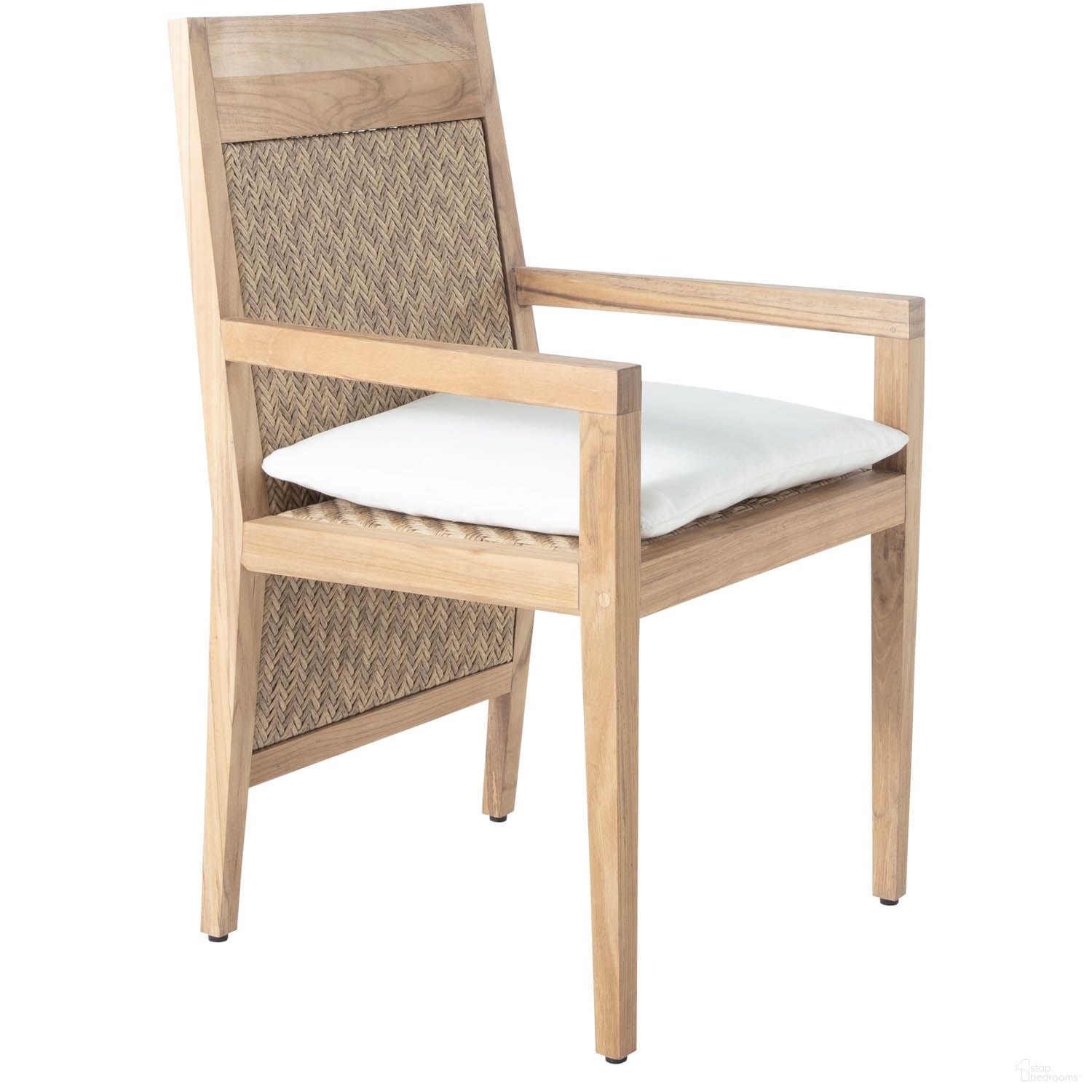 The appearance of Savannah Teak Arm Chair In Bali Pearl designed by Summer Classics in the transitional interior design. This bali pearl piece of furniture  was selected by 1StopBedrooms from Savannah Teak Collection to add a touch of cosiness and style into your home. Sku: 14084+C835H4219N. Material: Teak.