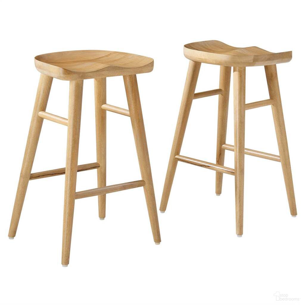 The appearance of Saville Backless Wood Counter Stool Set of 2 In Oak designed by Modway in the modern / contemporary interior design. This oak piece of furniture was selected by 1StopBedrooms from Saville Collection to add a touch of cosiness and style into your home. Sku: EEI-6739-OAK. Material: Wood.