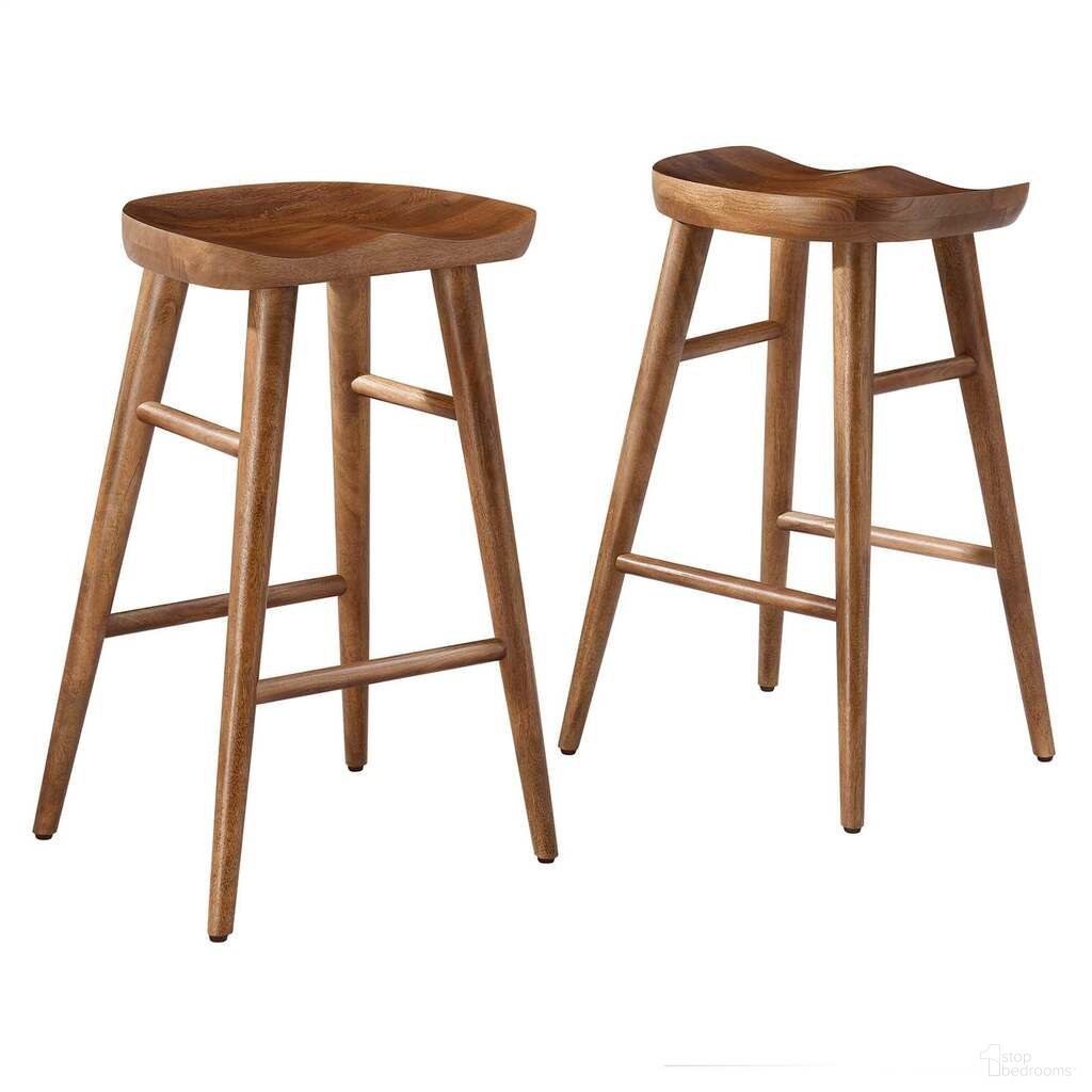 The appearance of Saville Backless Wood Counter Stool Set of 2 In Walnut designed by Modway in the modern / contemporary interior design. This walnut piece of furniture  was selected by 1StopBedrooms from Saville Collection to add a touch of cosiness and style into your home. Sku: EEI-6739-WAL. Material: Wood.