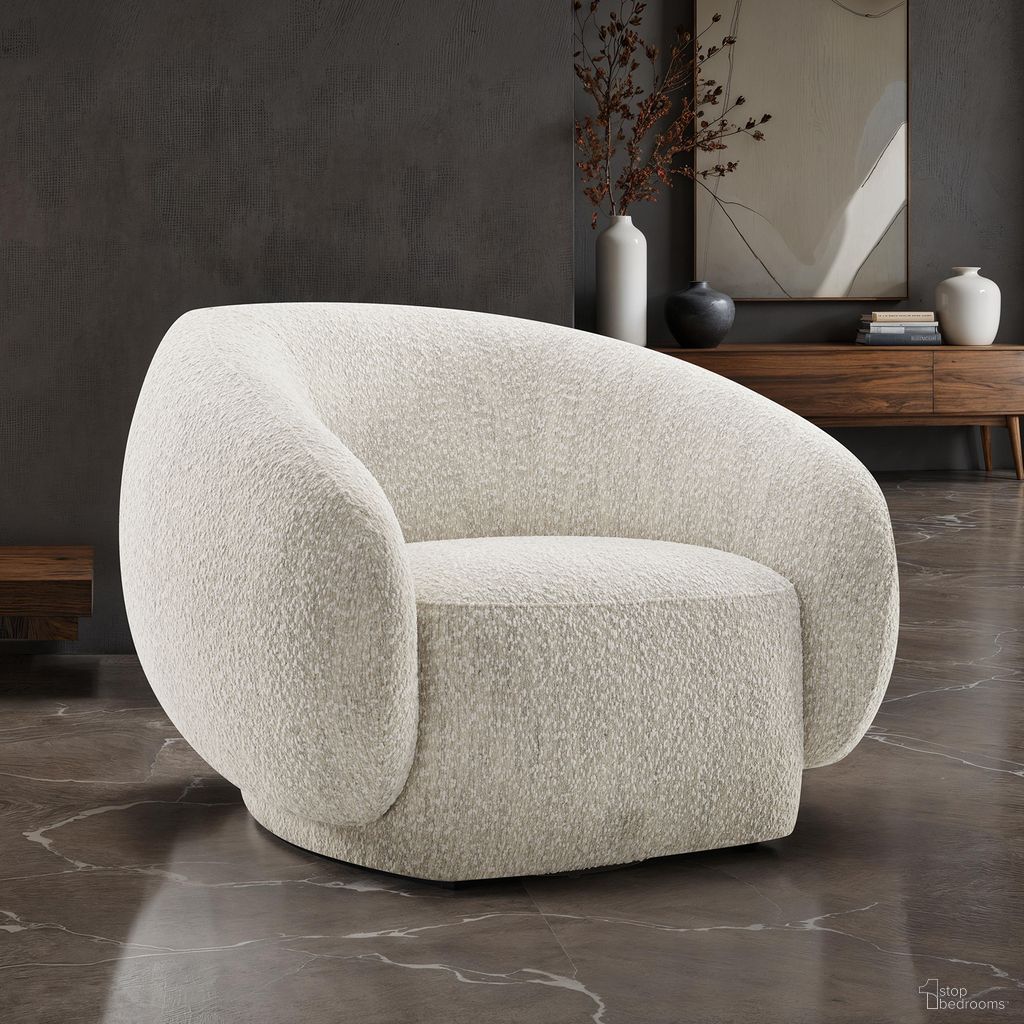The appearance of Savino Swivel Chair In Beige designed by Furniture of America in the modern / contemporary interior design. This beige piece of furniture was selected by 1StopBedrooms from Savino Collection to add a touch of cosiness and style into your home. Sku: FM-AC6004BG-SW. Material: Boucle.