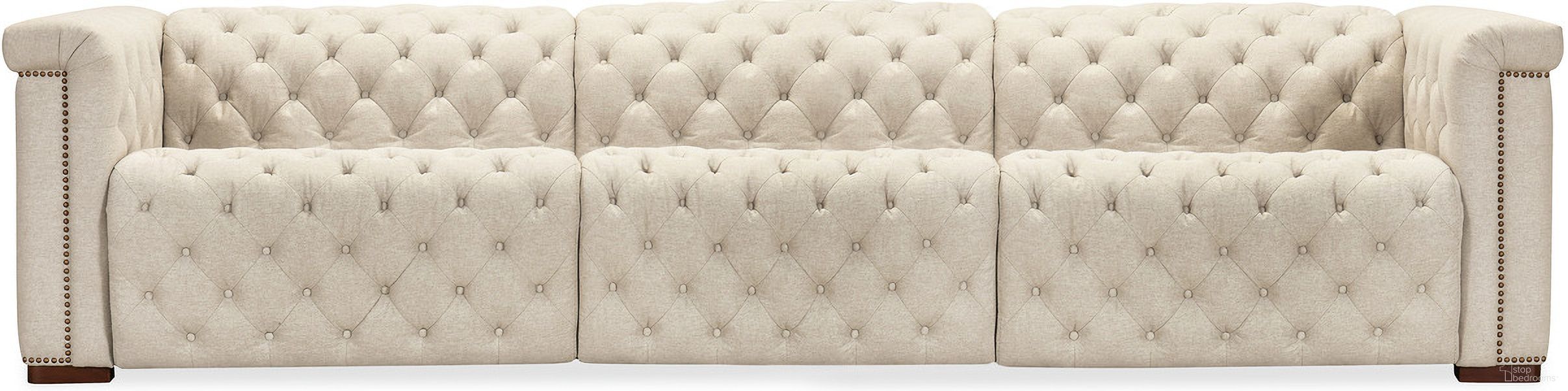 The appearance of Savion Deux 3 Seat Sofa with Two Power Recliners and Three Power Headrests In Beige designed by Hooker in the traditional interior design. This beige piece of furniture was selected by 1StopBedrooms from SS Collection to add a touch of cosiness and style into your home. Sku: SS435-3PC3-414. Material: Fabric.