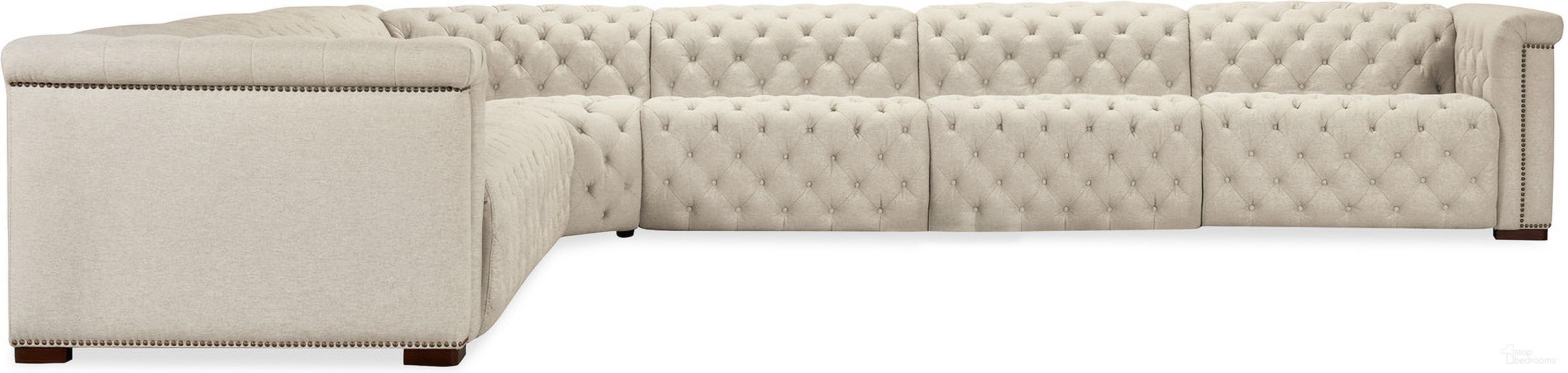 The appearance of Savion Deux 6 Seat Sectional with Four Power Recliners and Seven Power Headrests In Beige designed by Hooker in the traditional interior design. This beige piece of furniture  was selected by 1StopBedrooms from SS Collection to add a touch of cosiness and style into your home. Sku: SS435-6PC4-414. Material: Polyester. Layout: L-Shape.