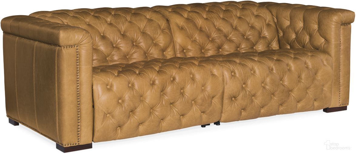 The appearance of MS Savion Saddlebag Coin Power Reclining Sofa With Power Headrest designed by Hooker in the traditional interior design. This saddle brown piece of furniture was selected by 1StopBedrooms from MS Collection to add a touch of cosiness and style into your home. Sku: SS434-1.5RL-P-PH-086. Material: Leather.