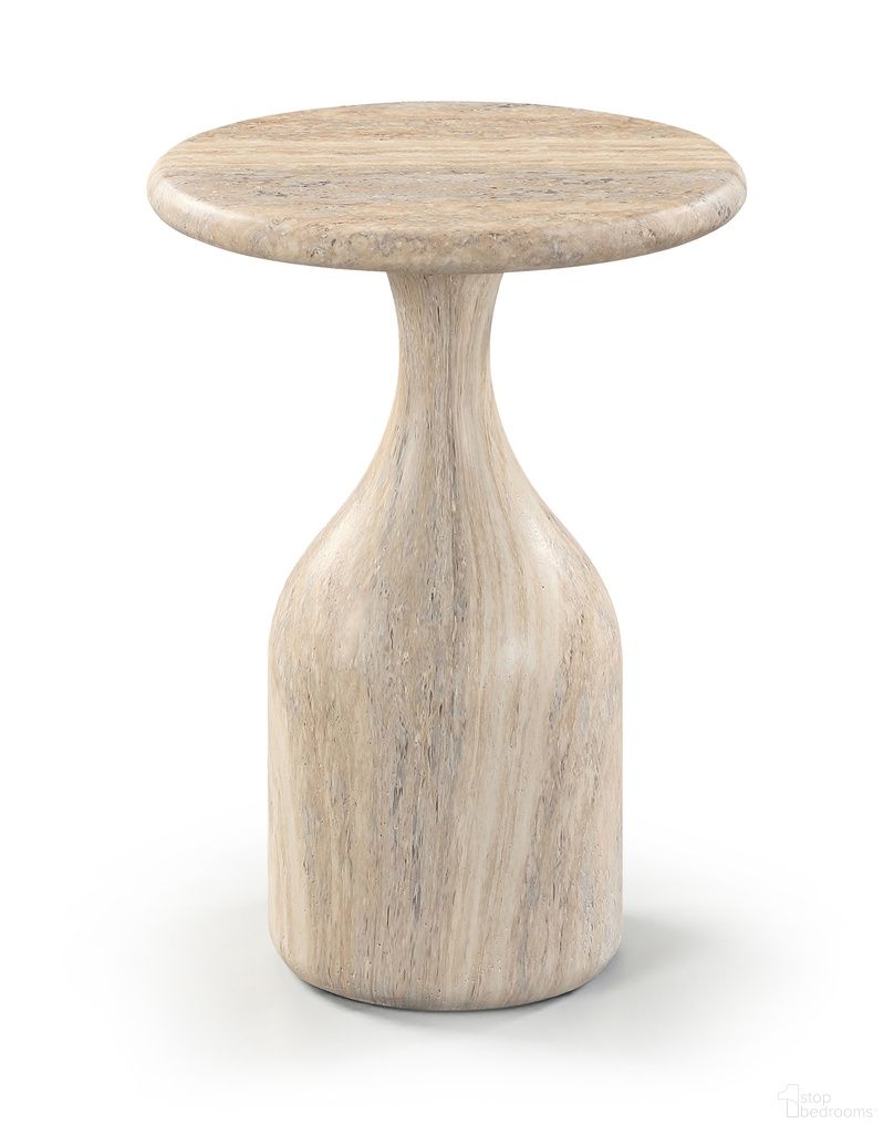 Savona Concrete Indoor and Outdoor End Table In Travertine