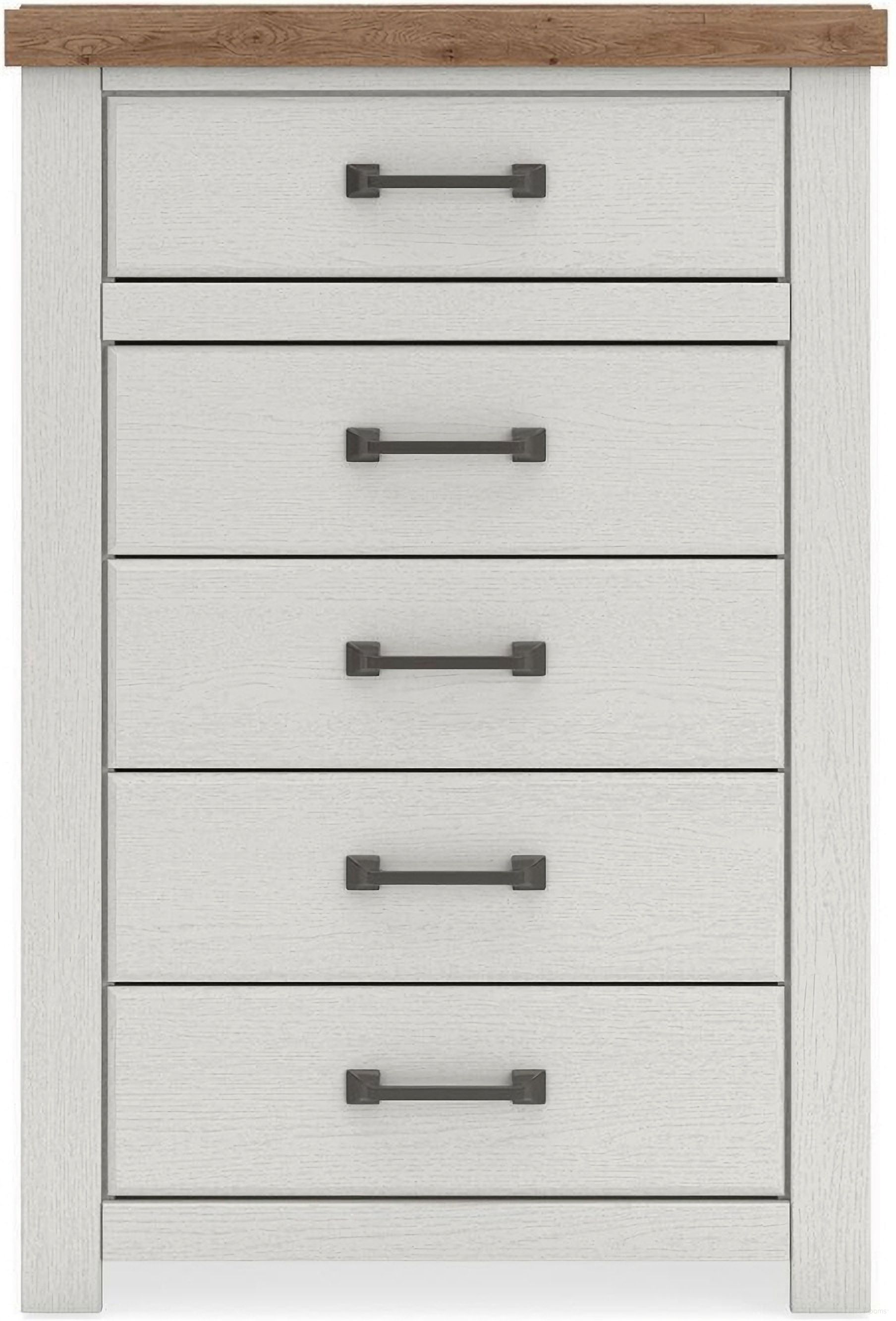 Savonport Five Drawer Chest In White and Brown