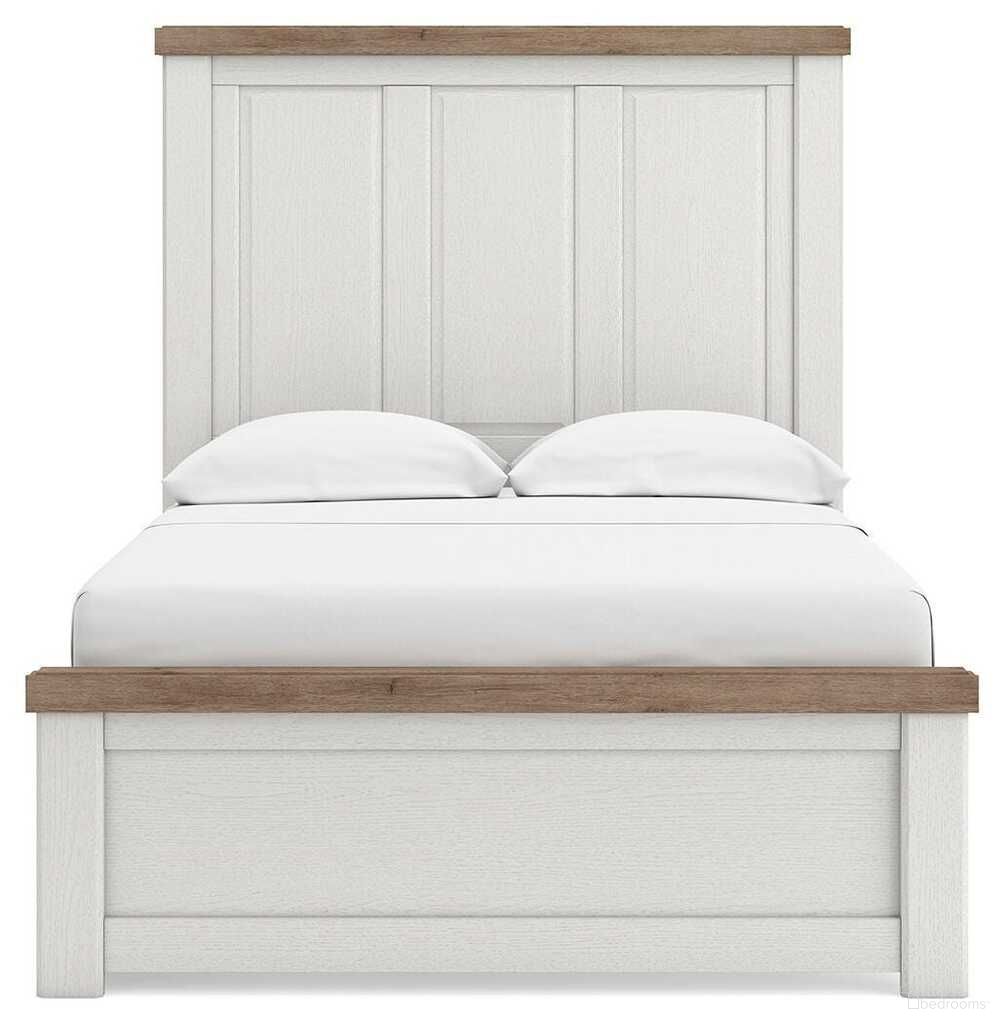Savonport Full Panel Bed with Storage In White and Brown