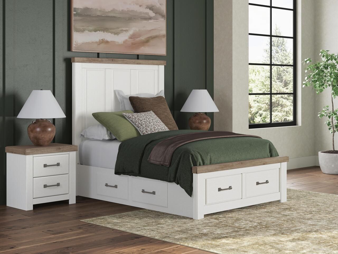 Savonport Full Panel Storage Bed In White and Brown