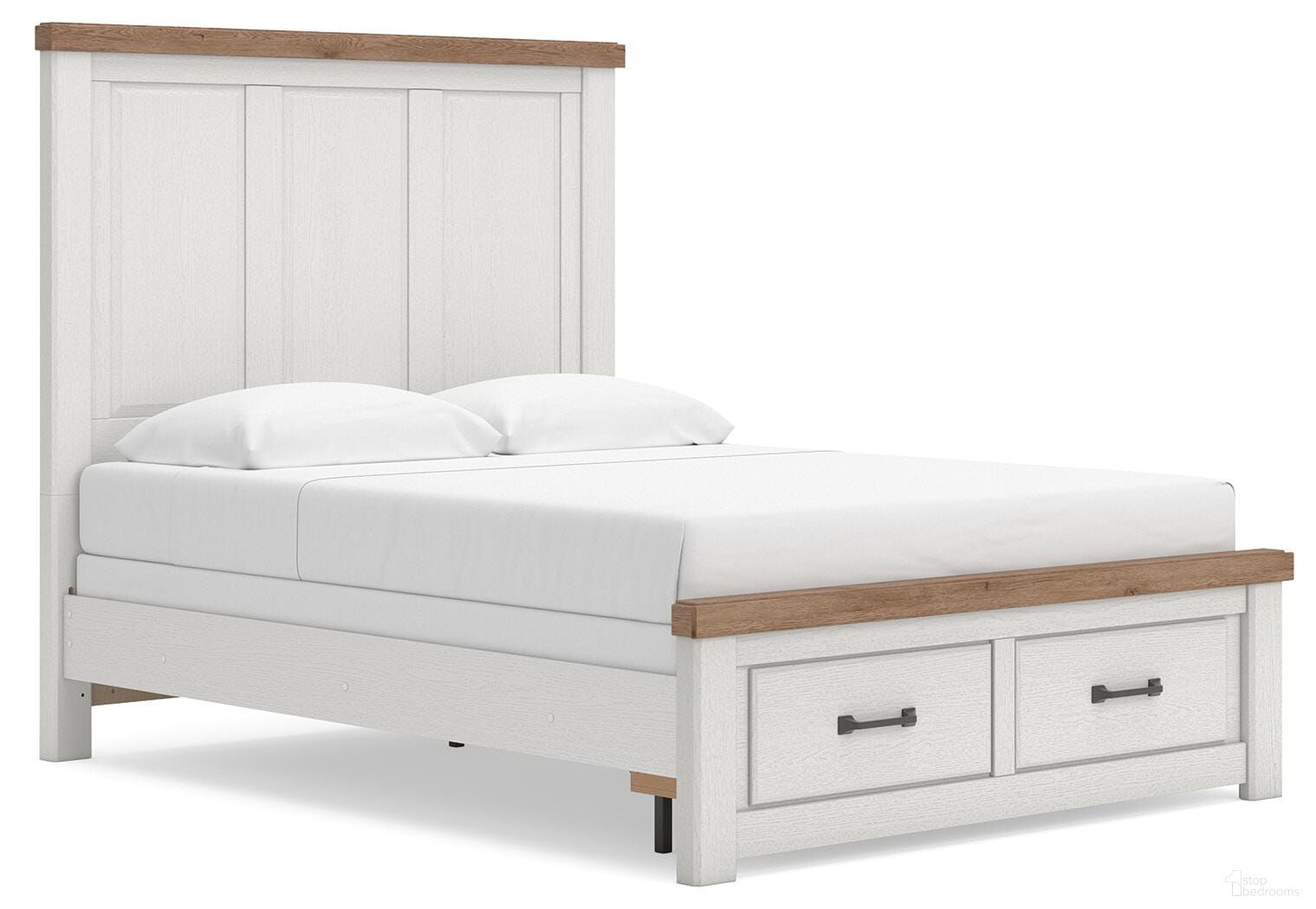Savonport Queen Panel Storage Bed In White and Brown