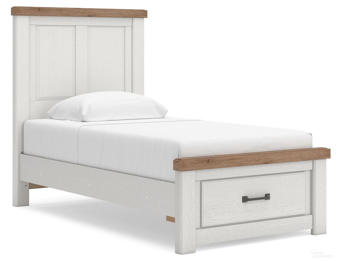 Savonport Twin Panel Storage Bed In White and Brown