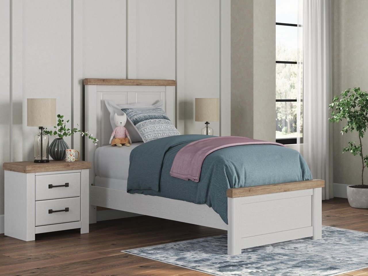 Savonport Youth Panel Bedroom Set In White and Brown