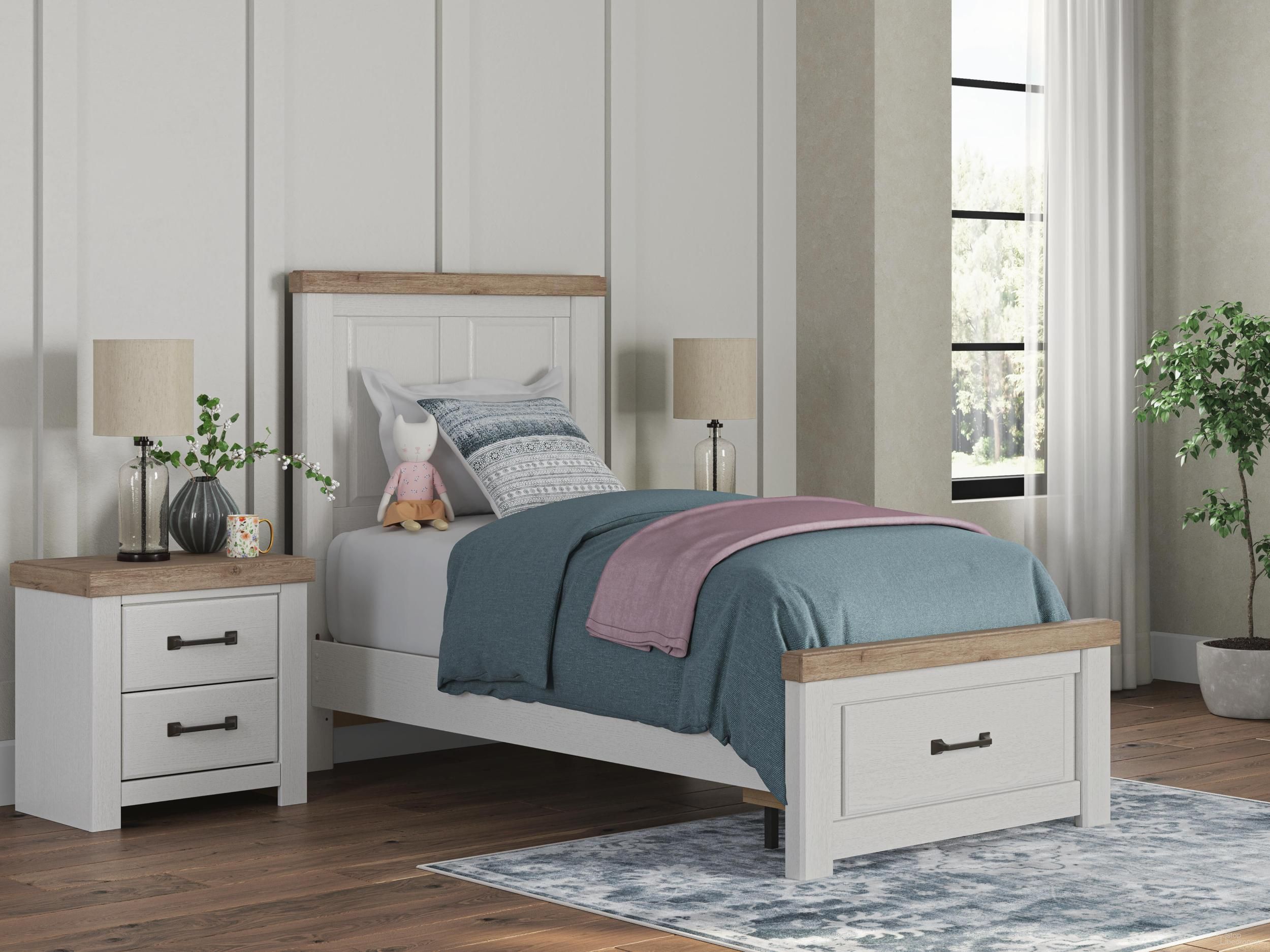 Savonport Youth Panel Storage Bedroom Set In White and Brown