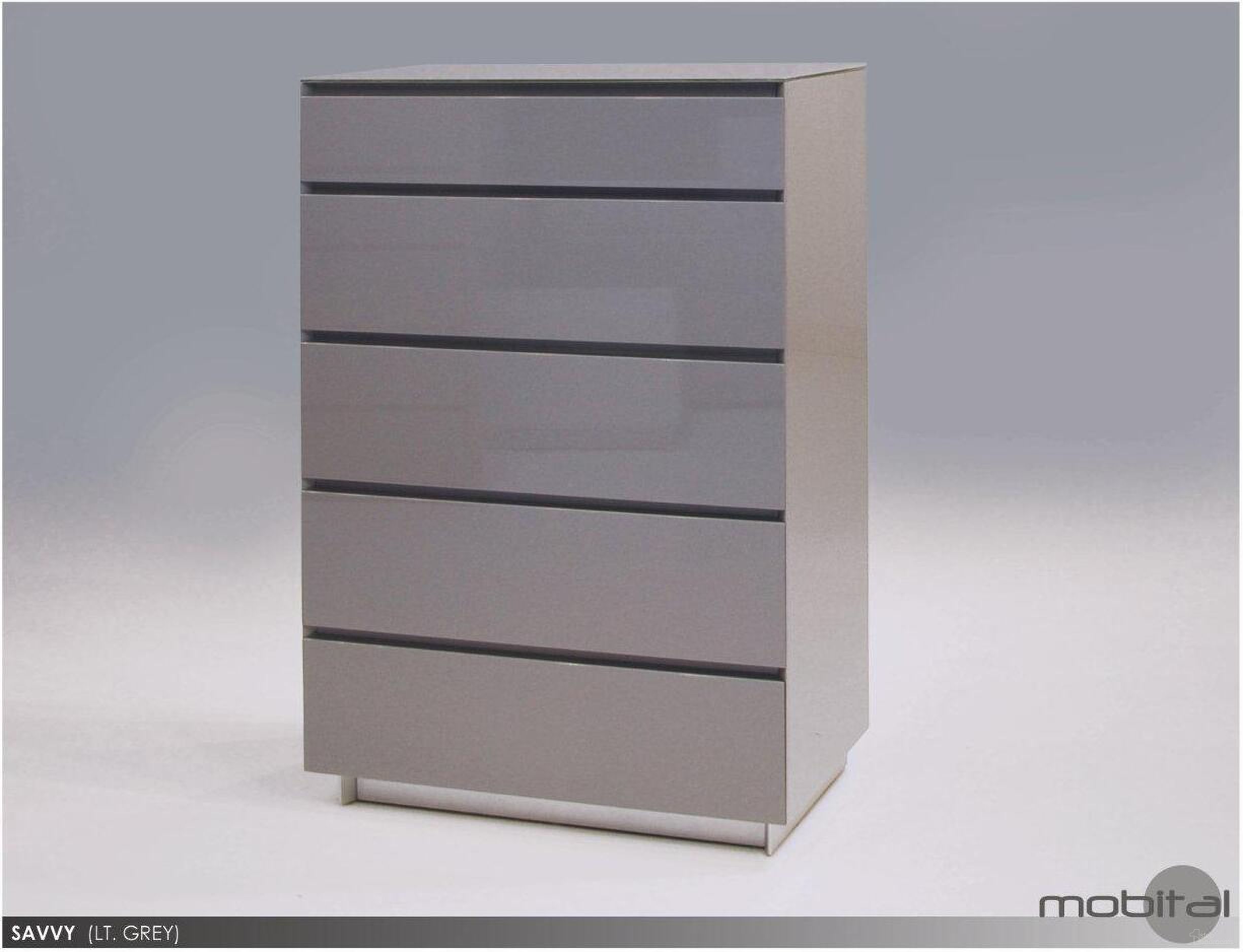 The appearance of Savvy High Gloss Light Gray Glass Top 5-Drawer Chest designed by Mobital in the modern / contemporary interior design. This light gray piece of furniture was selected by 1StopBedrooms from Savvy Collection to add a touch of cosiness and style into your home. Sku: CH5-SAVV-LIGR-. Material: Glass.