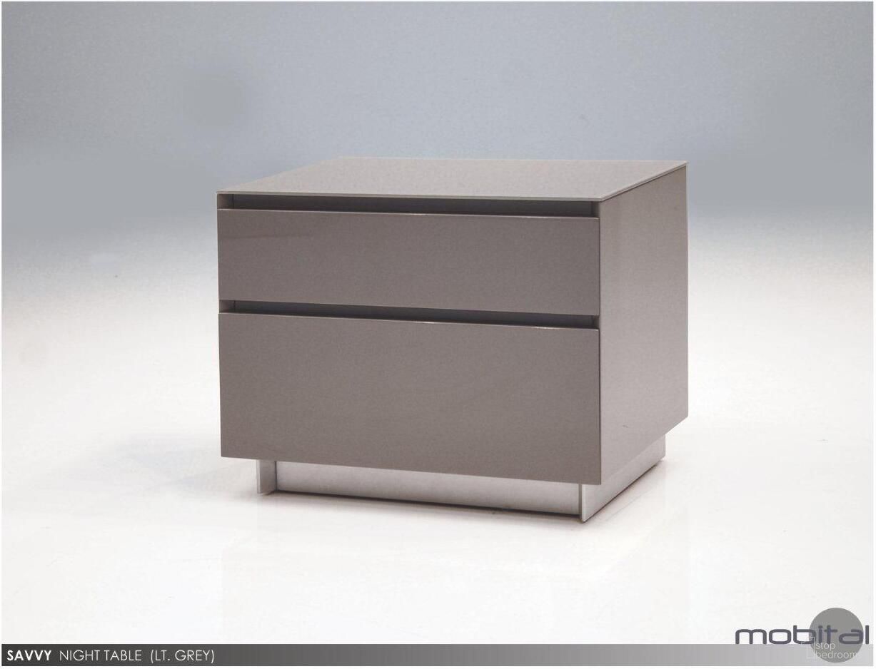The appearance of Savvy High Gloss Light Gray Glass Top Night Table designed by Mobital in the modern / contemporary interior design. This light gray piece of furniture  was selected by 1StopBedrooms from Savvy Collection to add a touch of cosiness and style into your home. Sku: NIG-SAVV-LIGR-. Material: Glass.