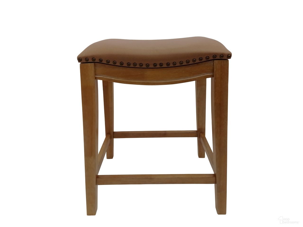 Sawyer 25 Inch Saddle Counter Stool - Set of 2 In Natural Oak and Saddle Brown Upholstery