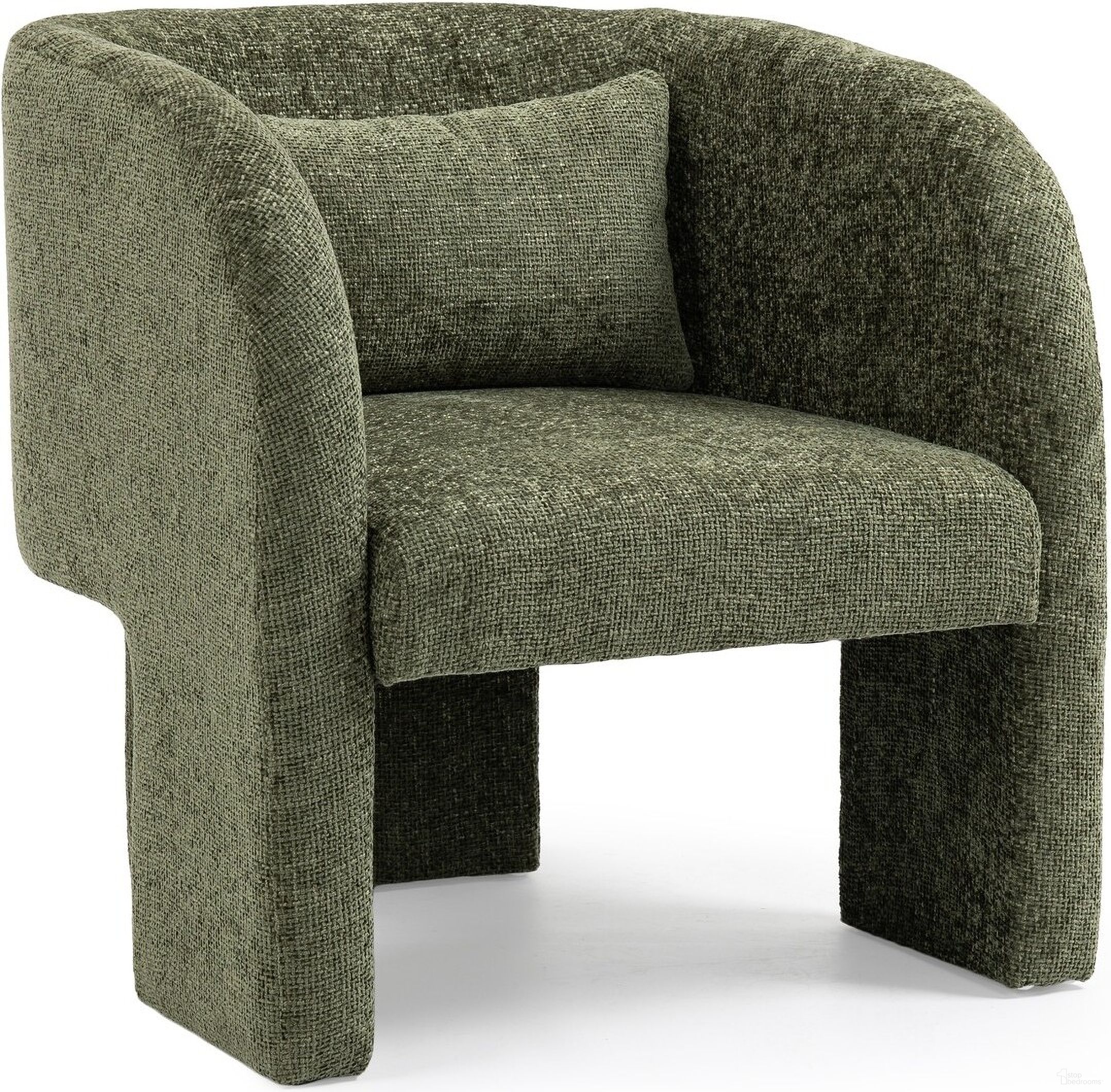 The appearance of Sawyer Chenille Fabric Accent Chair In Green designed by Meridian in the modern / contemporary interior design. This green piece of furniture was selected by 1StopBedrooms from Sawyer Collection to add a touch of cosiness and style into your home. Sku: 493Green. Material: Plywood.