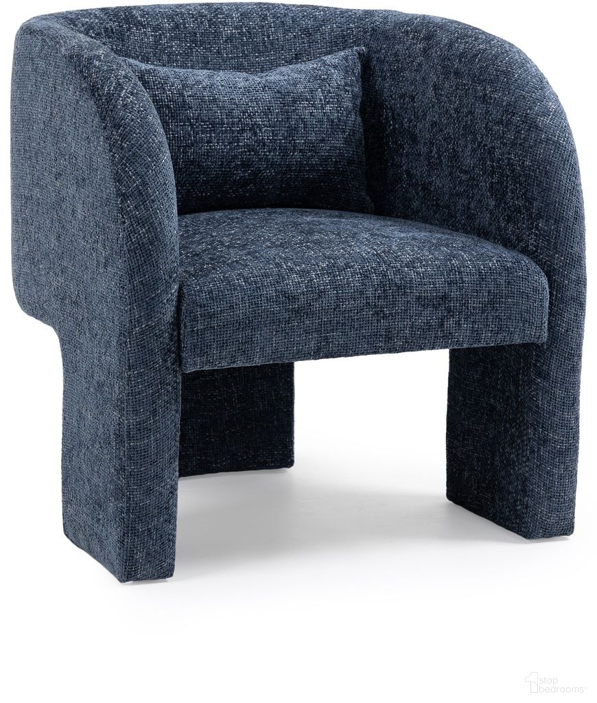 The appearance of Sawyer Chenille Fabric Upholstered Accent Chair In Navy designed by Meridian in the modern / contemporary interior design. This navy piece of furniture was selected by 1StopBedrooms from Sawyer Collection to add a touch of cosiness and style into your home. Sku: 493Navy. Material: Birch Wood.