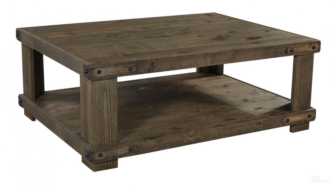 The appearance of Sawyer Cocktail Table In Medium Brown designed by Aspenhome in the country / farmhouse interior design. This medium brown piece of furniture  was selected by 1StopBedrooms from Sawyer Collection to add a touch of cosiness and style into your home. Sku: WDO910-BDL. Material: Wood.