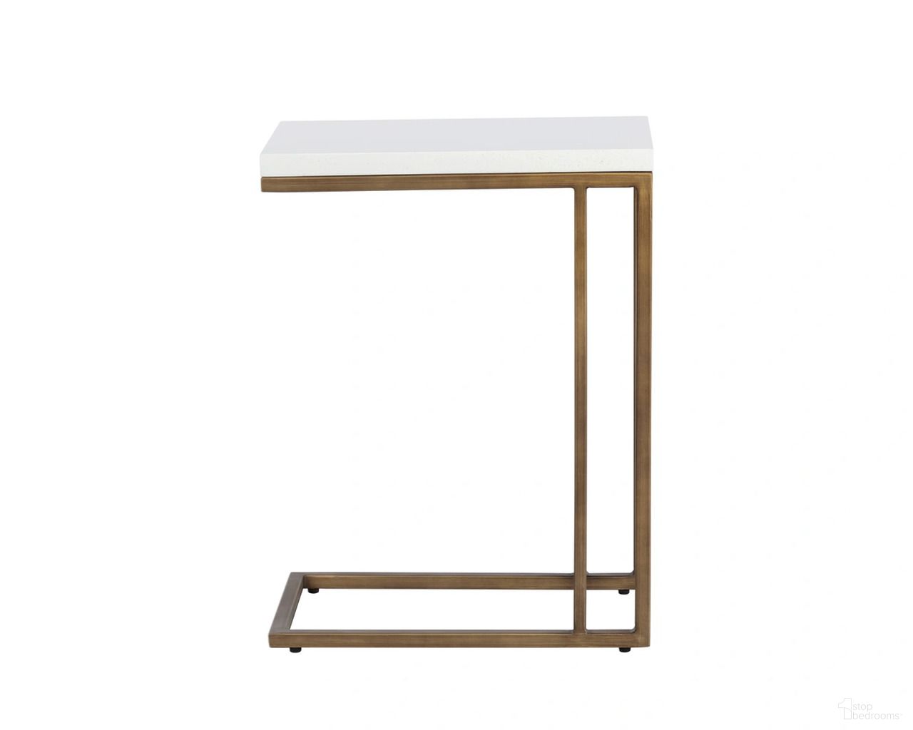 Sawyer End Table In Antique Brass and White