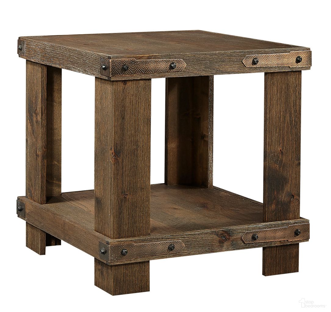 The appearance of Sawyer End Table In Brindle designed by Aspenhome in the country / farmhouse interior design. This brindle piece of furniture  was selected by 1StopBedrooms from Sawyer Collection to add a touch of cosiness and style into your home. Sku: WDO914-BDL. Material: Wood.