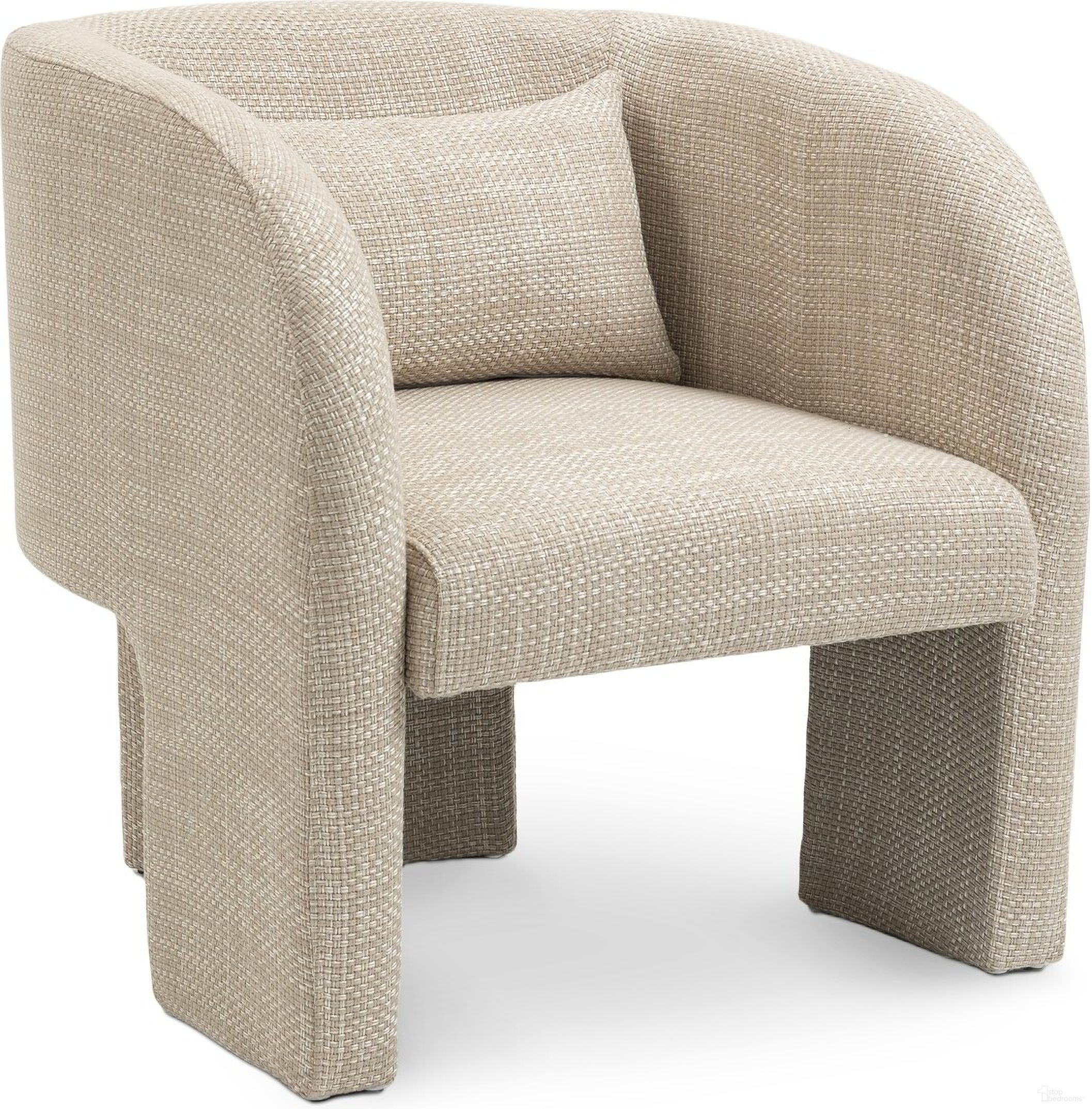 The appearance of Sawyer Weaved Polyester Fabric Accent Chair In Beige designed by Meridian in the modern / contemporary interior design. This beige piece of furniture was selected by 1StopBedrooms from Sawyer Collection to add a touch of cosiness and style into your home. Sku: 491Beige. Material: Plywood.