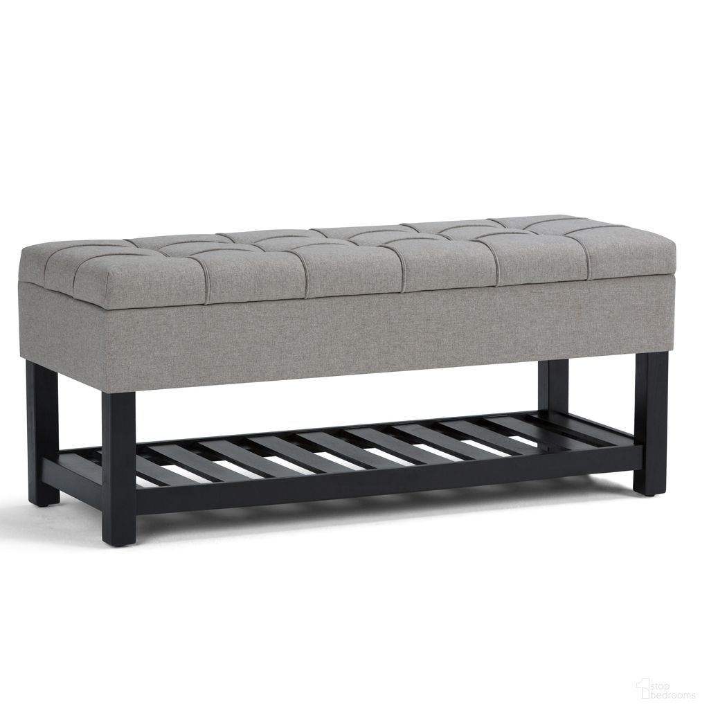 Saxon Solid Hardwood Storage Ottoman Bench In Dove Grey