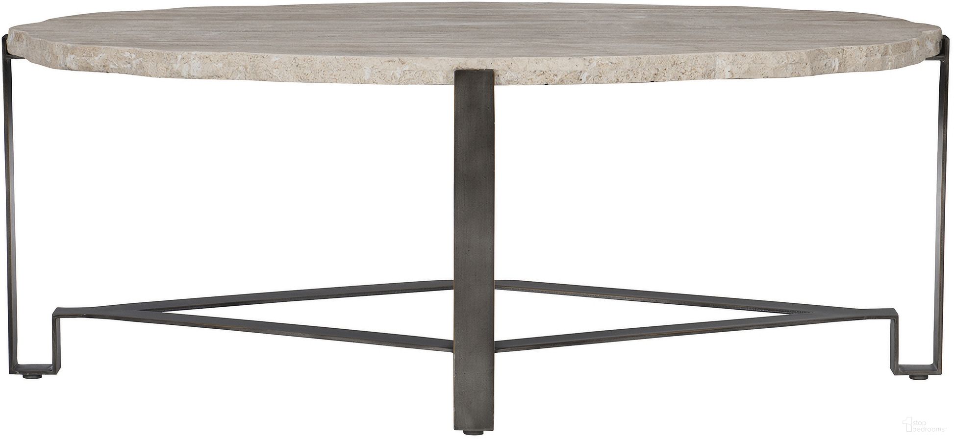The appearance of Sayers Cocktail Table designed by Bernhardt in the transitional interior design. This white travertine stone/bronze piece of furniture  was selected by 1StopBedrooms from Sayers Collection to add a touch of cosiness and style into your home. Sku: 414013. Material: Stone.