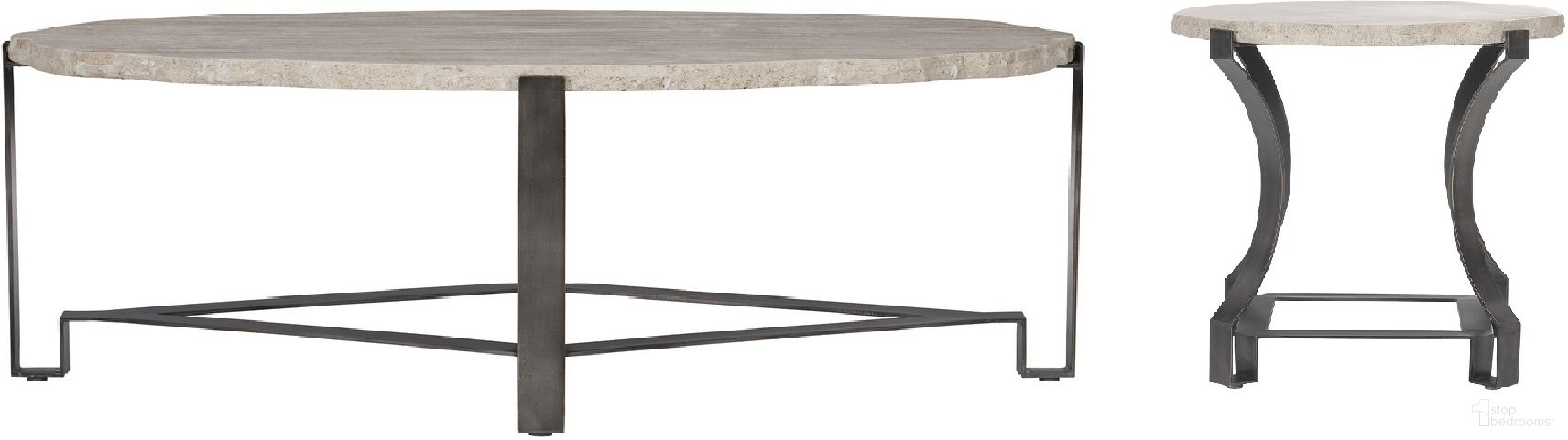 The appearance of Sayers Occasional Table Set designed by Bernhardt in the transitional interior design. This white travertine stone/bronze piece of furniture  was selected by 1StopBedrooms from Sayers Collection to add a touch of cosiness and style into your home. Sku: 414013;414123. Material: Stone.