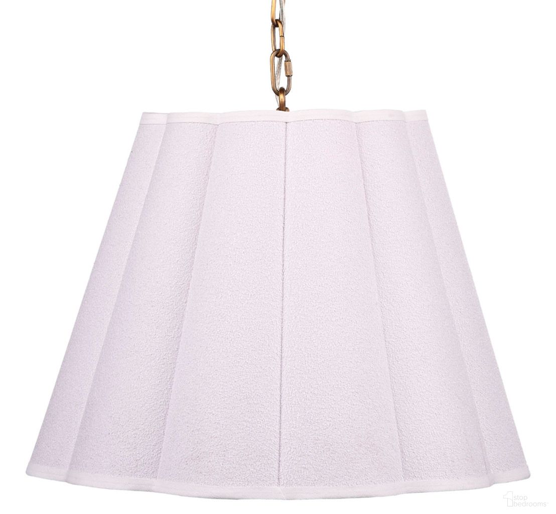The appearance of Scalloped 1-Light Pendant In Boucle Linen White designed by Jamie Young Company in the coastal interior design. This white piece of furniture was selected by 1StopBedrooms from Scalloped Collection to add a touch of cosiness and style into your home. Sku: 5SCAL-PEWH. Material: Polyester.