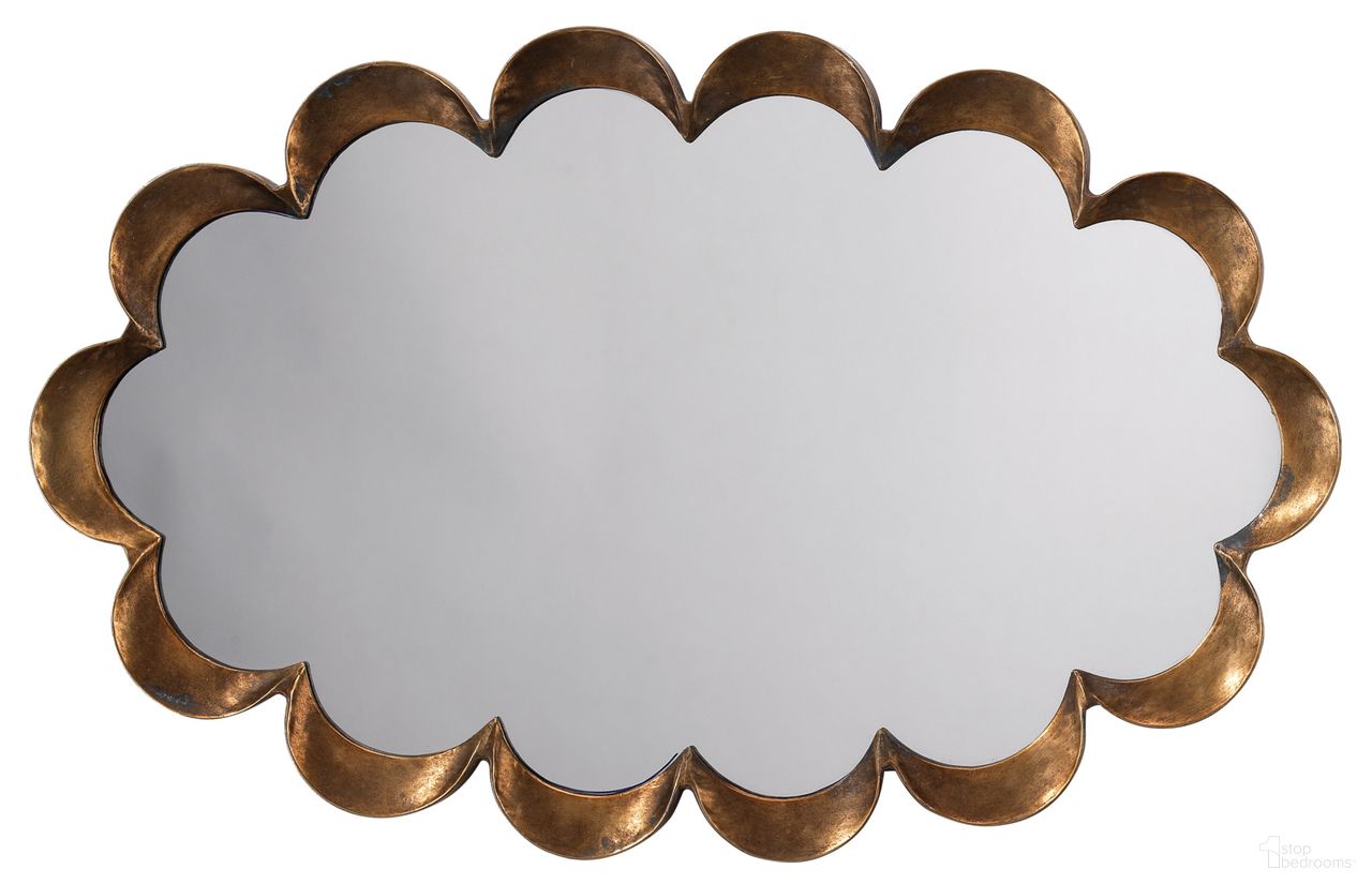 The appearance of Scalloped Steel Mirror In Brass designed by Jamie Young Company in the glam interior design. This brass piece of furniture was selected by 1StopBedrooms from Scalloped Collection to add a touch of cosiness and style into your home. Sku: 7SCAL-MIAB. Material: Steel.