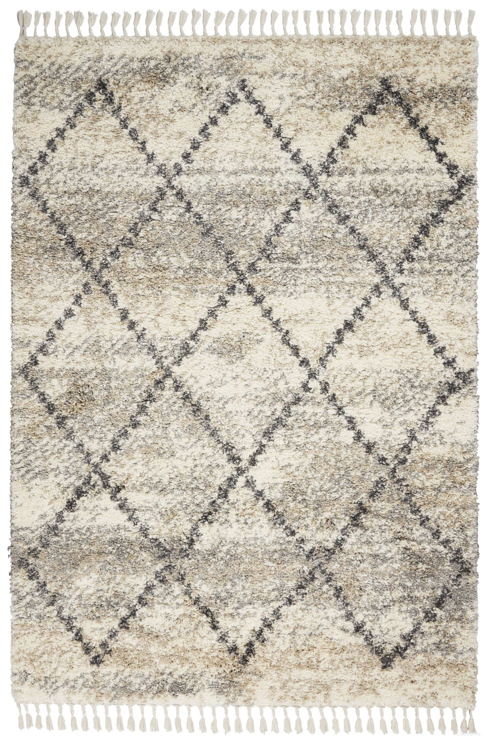 Scandinavian Shag Ivory and Grey 4' x 6' Area Rug