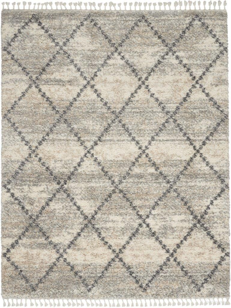 Scandinavian Shag Ivory and Grey 9' x 12' Area Rug