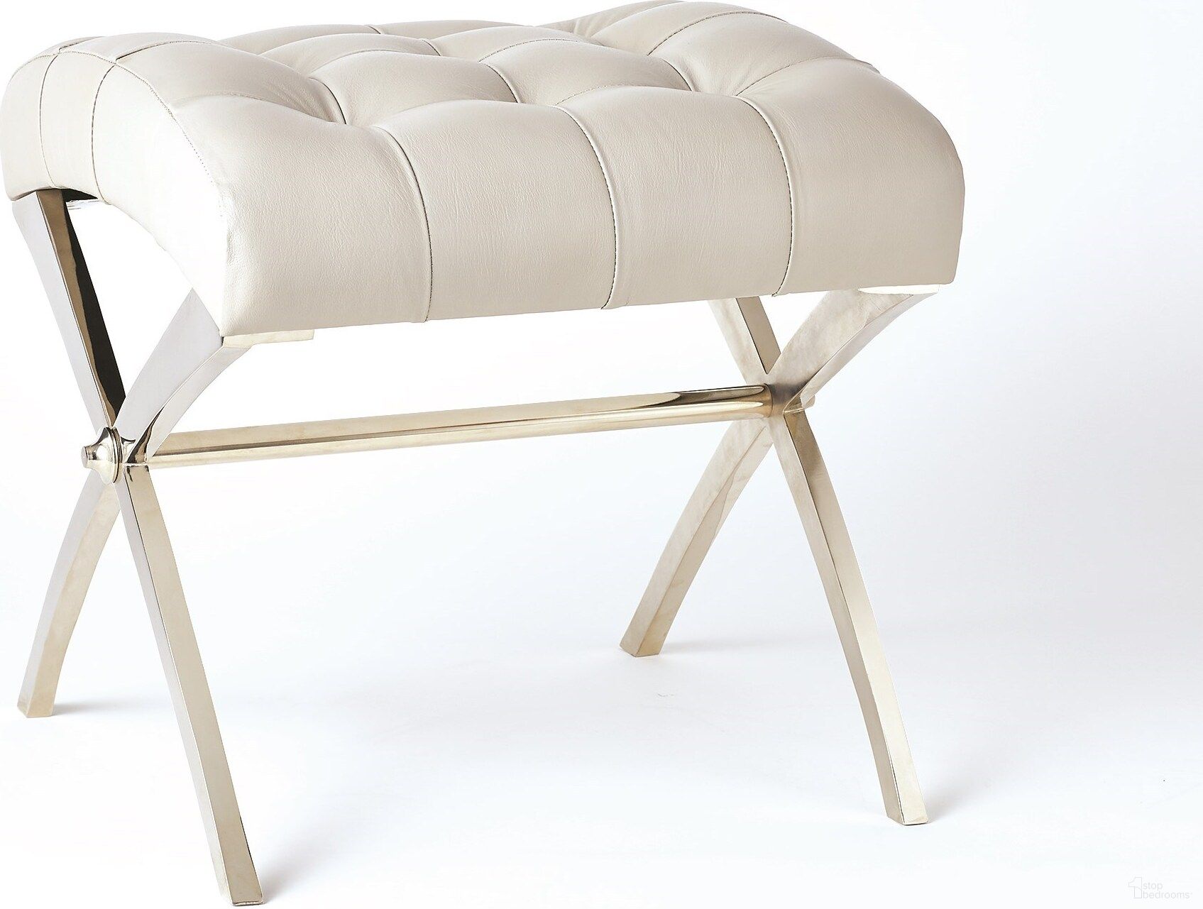 Scarlet Stool In Nickel With Grey Leather
