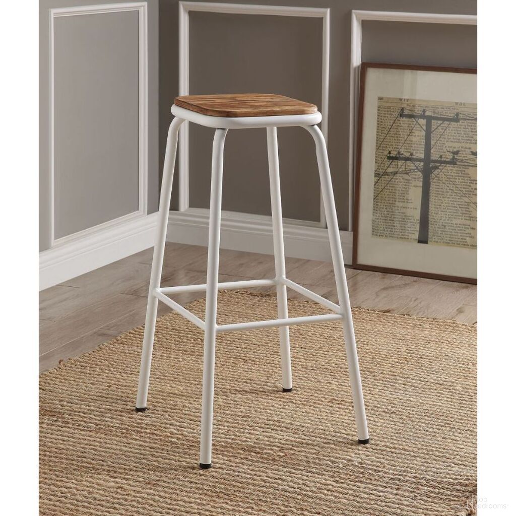 The appearance of Scarus Bar Stool Set of 2 In White designed by ACME in the industrial interior design. This white piece of furniture  was selected by 1StopBedrooms from Scarus Collection to add a touch of cosiness and style into your home. Sku: 72386. Material: Pine Wood.