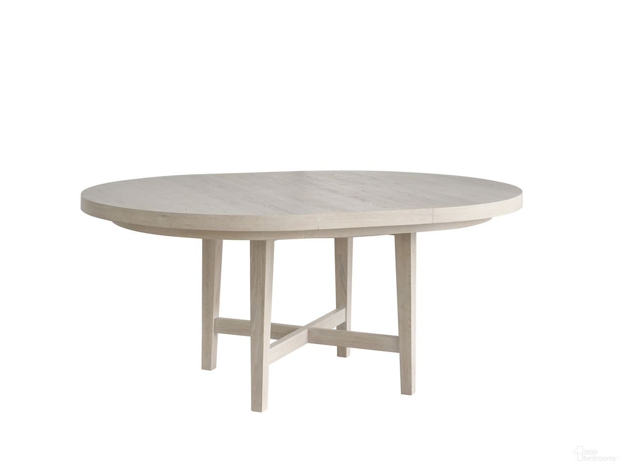 The appearance of Scavino Round Dining Table In White Oak designed by Universal in the modern / contemporary interior design. This white oak piece of furniture  was selected by 1StopBedrooms from Avaline Collection to add a touch of cosiness and style into your home. Sku: U428657. Table Base Style: Trestle. Table Top Shape: Round. Material: Wood. Size: 54".