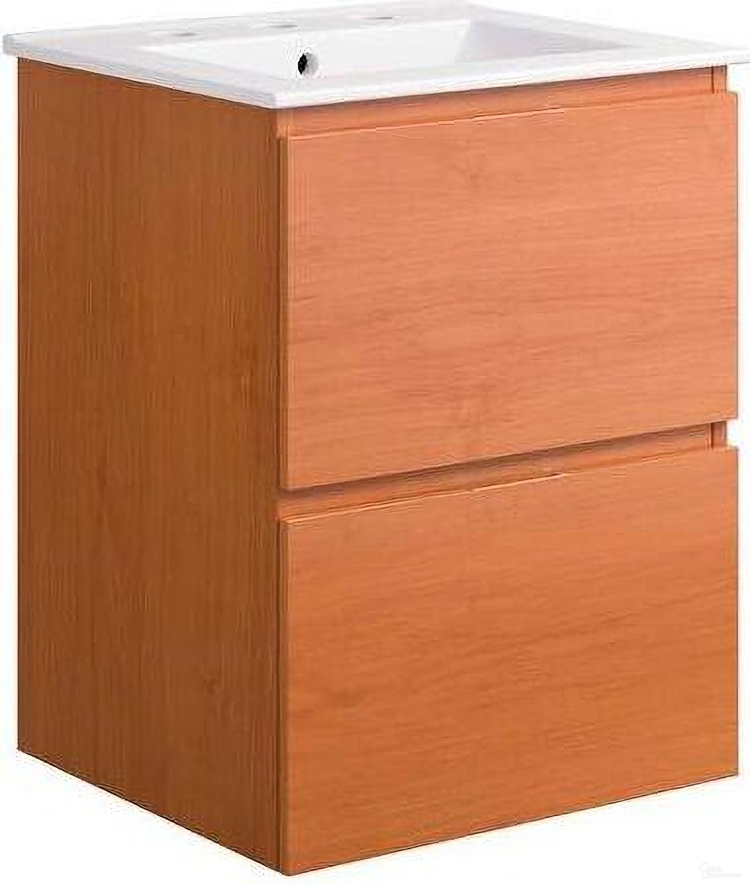 Scenic 18 Inch Wall Mount Bathroom Vanity In Cherry White