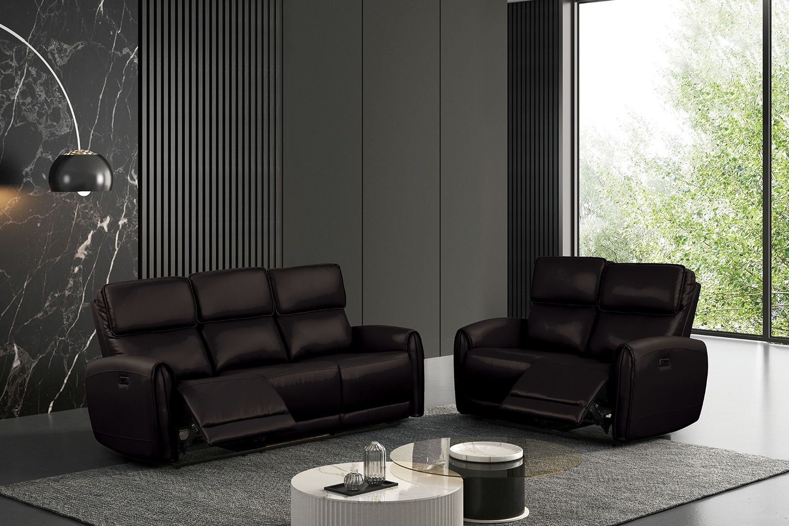 The appearance of Schlieren Power Reclining Living Room Set In Black designed by Furniture of America in the modern / contemporary interior design. This black piece of furniture  was selected by 1StopBedrooms from Schlieren Collection to add a touch of cosiness and style into your home. Sku: FM6012BK-SF-PM;FM6012BK-LV-PM. Material: Foam.