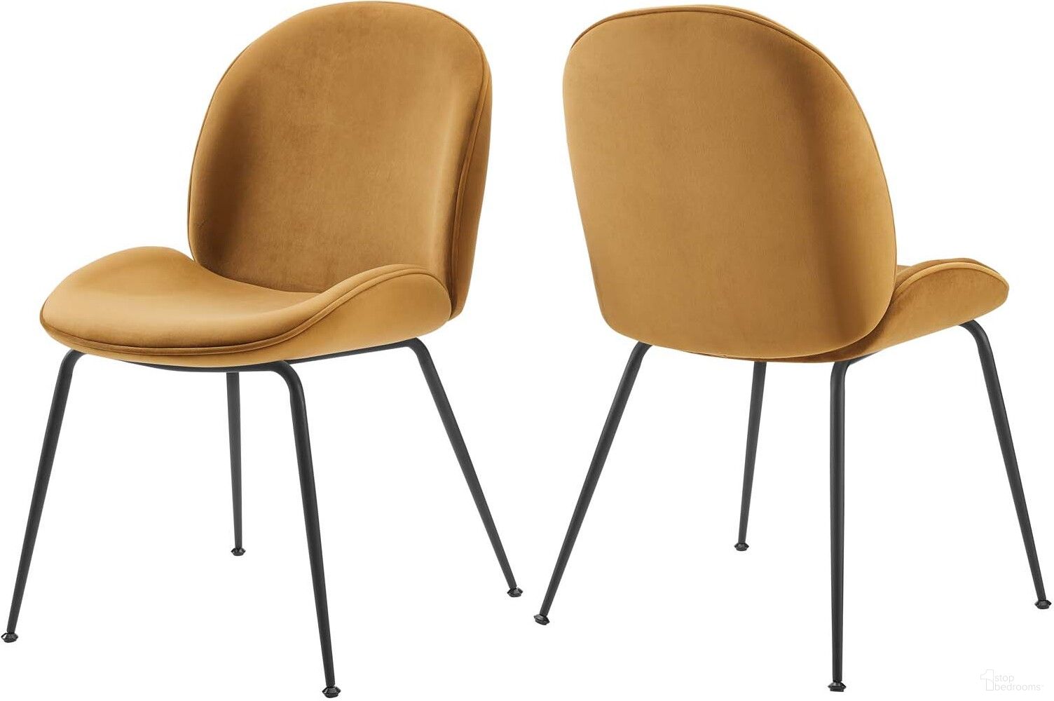 The appearance of Scoop Black Powder Coated Steel Leg Performance Velvet Dining Chairs - Set of 2 In Cognac designed by Modway in the modern / contemporary interior design. This cognac piece of furniture was selected by 1StopBedrooms from Scoop Collection to add a touch of cosiness and style into your home. Sku: EEI-4635-COG. Material: Wood. Chair Type: Side Chair.