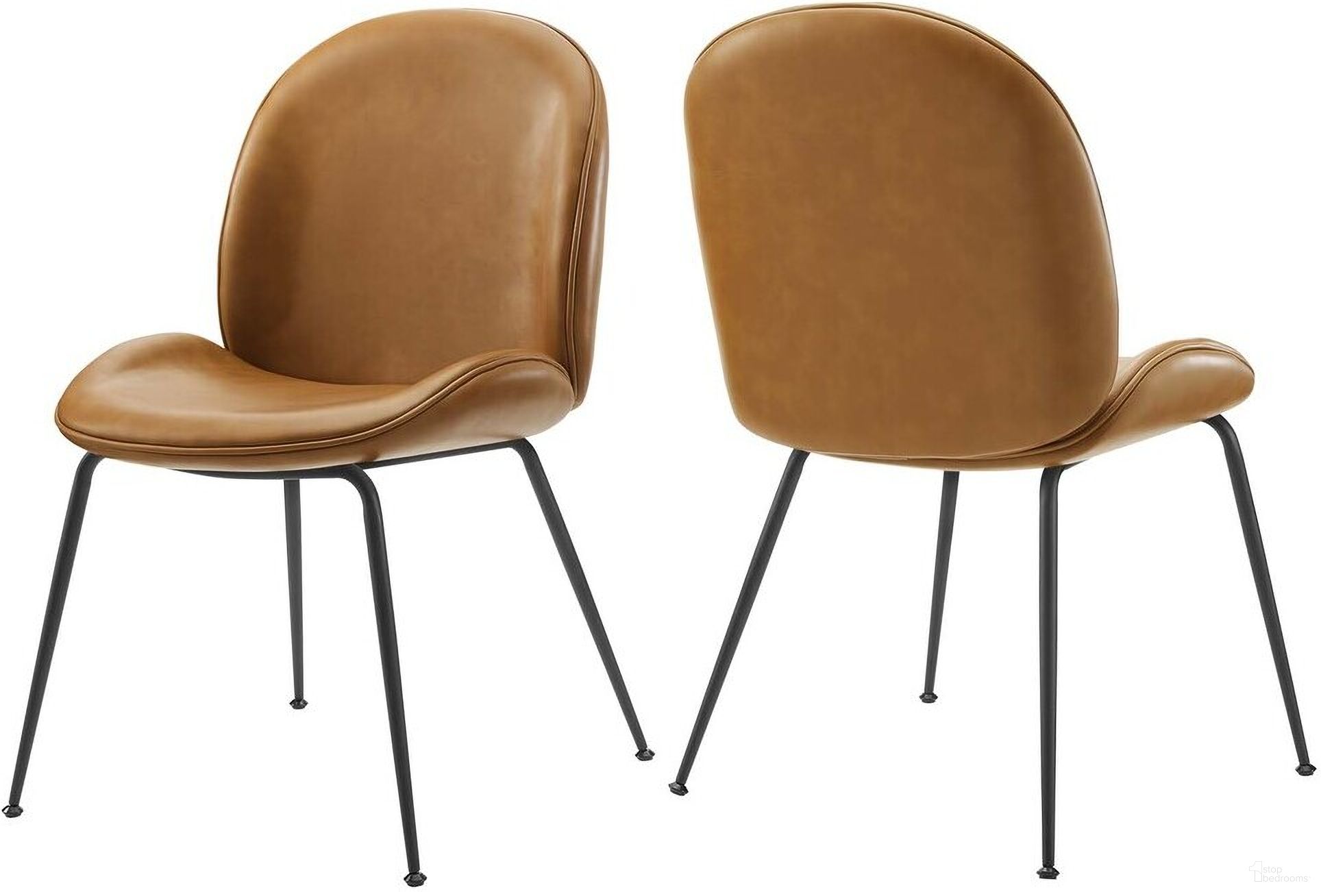 The appearance of Scoop Black Powder Coated Steel Leg Vegan Leather Dining Chairs Set of 2 In Tan designed by Modway in the modern / contemporary interior design. This tan piece of furniture was selected by 1StopBedrooms from Scoop Collection to add a touch of cosiness and style into your home. Sku: EEI-4636-TAN. Material: Foam. Chair Type: Side Chair.