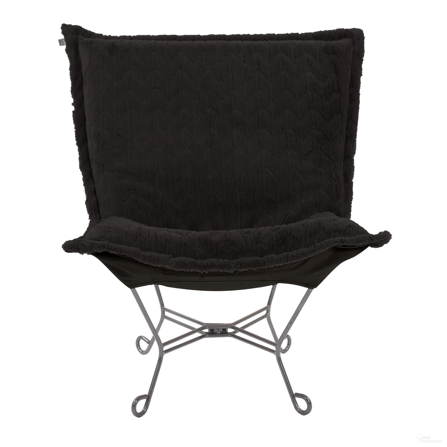 The appearance of Scroll Puff Chair Angora In Ebony designed by Howard Elliott in the modern / contemporary interior design. This ebony piece of furniture was selected by 1StopBedrooms from Angora Collection to add a touch of cosiness and style into your home. Sku: 500-1090. Material: Polyester.