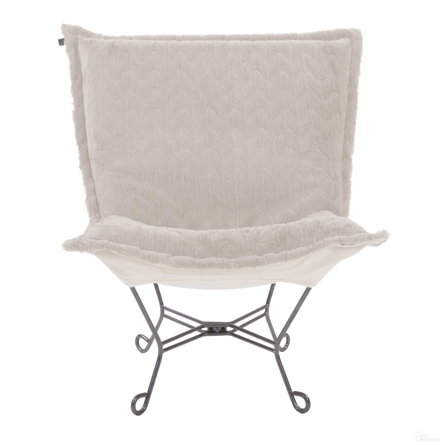 The appearance of Scroll Puff Chair Angora In Natural designed by Howard Elliott in the modern / contemporary interior design. This natural piece of furniture  was selected by 1StopBedrooms from Angora Collection to add a touch of cosiness and style into your home. Sku: 500-1092. Material: Polyester.