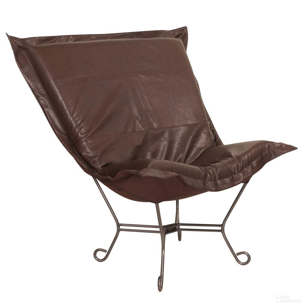 The appearance of Scroll Puff Chair Avanti Titanium Frame In Pecan designed by Howard Elliott in the interior design. This pecan piece of furniture was selected by 1StopBedrooms from Avanti Collection to add a touch of cosiness and style into your home. Sku: 500-192. Material: Polyurethane.