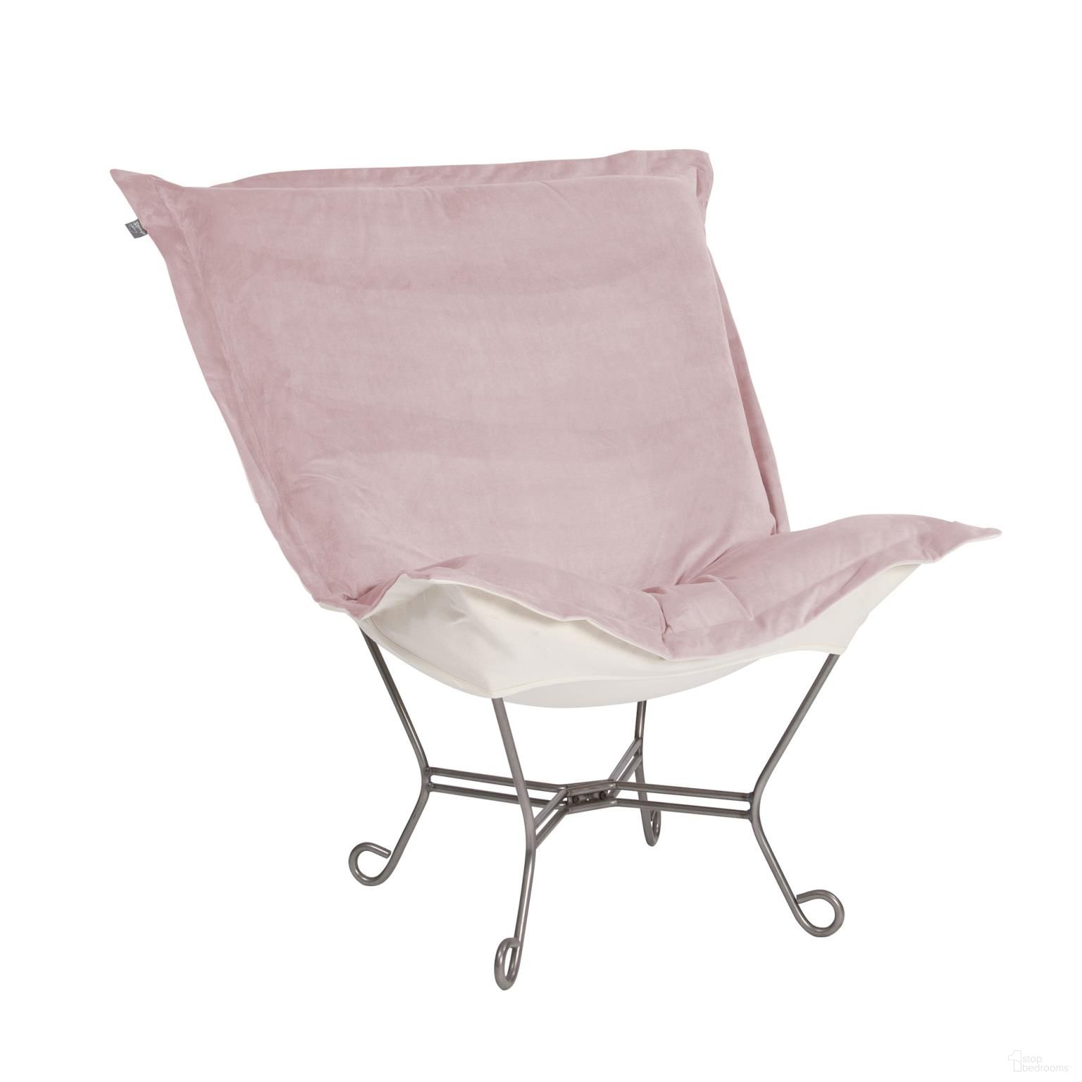 The appearance of Scroll Puff Chair Bella Titanium Frame In Rose designed by Howard Elliott in the modern / contemporary interior design. This rose piece of furniture was selected by 1StopBedrooms from Bella Collection to add a touch of cosiness and style into your home. Sku: 500-1018. Material: Polyester.