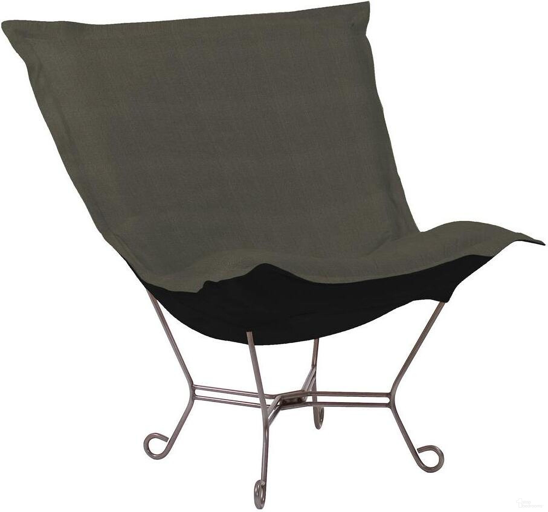 The appearance of Scroll Puff Chair Sterling Titanium Frame In Charcoal designed by Howard Elliott in the modern / contemporary interior design. This charcoal piece of furniture was selected by 1StopBedrooms from Sterling Collection to add a touch of cosiness and style into your home. Sku: 500-201. Material: Polyester.