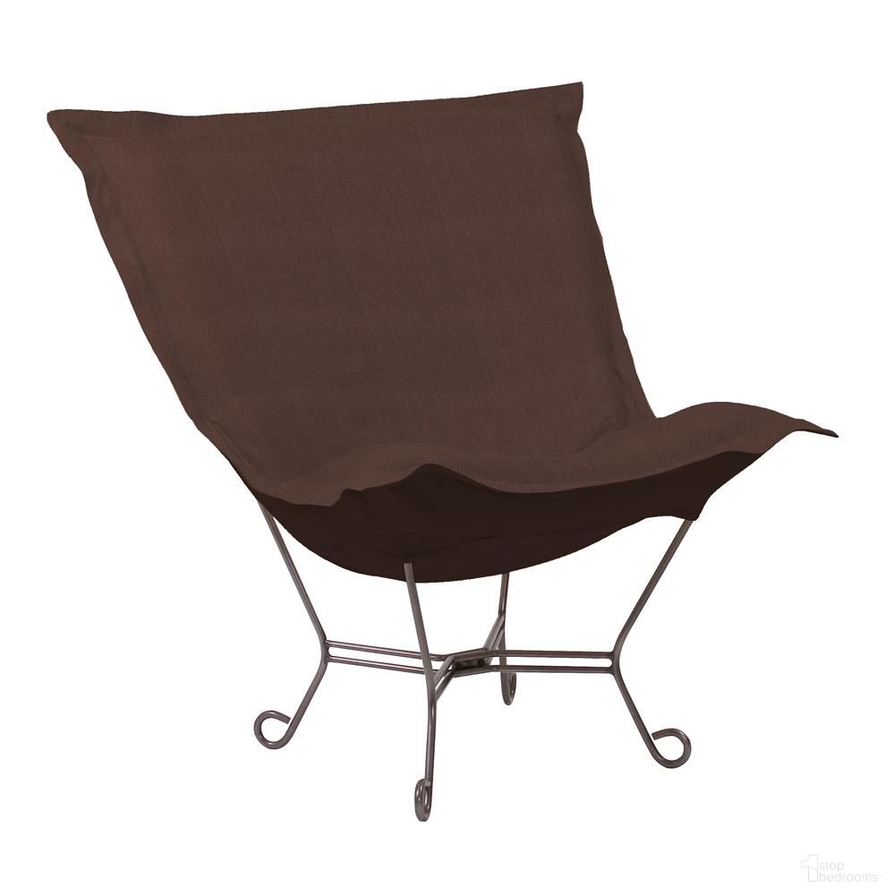 The appearance of Scroll Puff Chair Sterling Titanium Frame In Chocolate designed by Howard Elliott in the modern / contemporary interior design. This chocolate piece of furniture was selected by 1StopBedrooms from Sterling Collection to add a touch of cosiness and style into your home. Sku: 500-202. Material: Polyester.