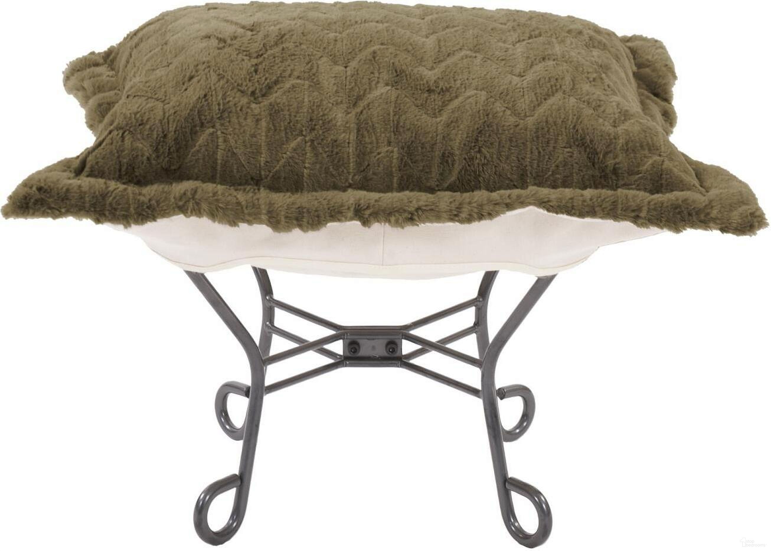 Scroll Puff Ottoman Angora In Moss