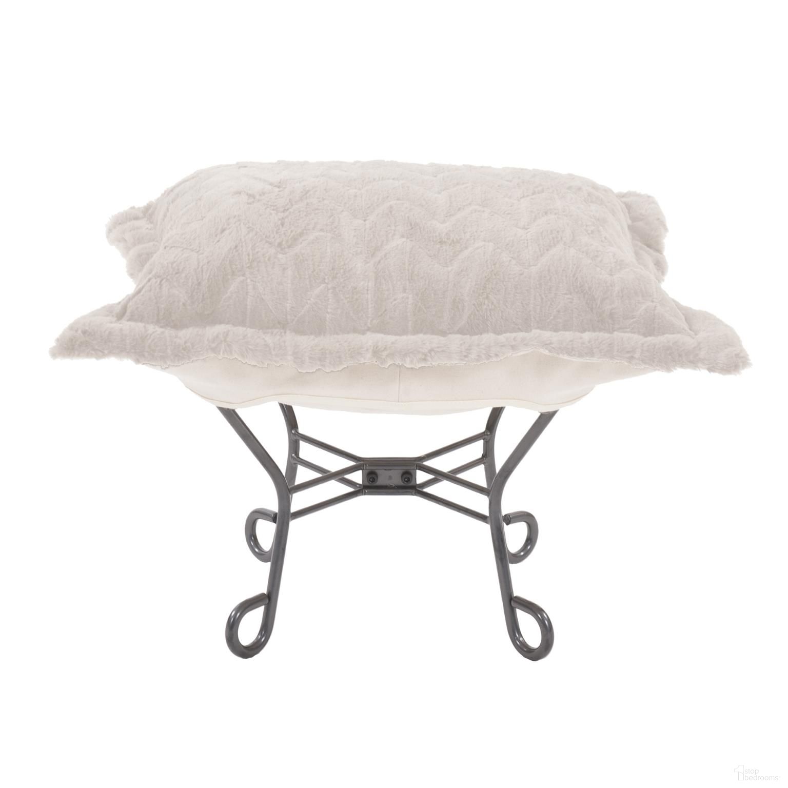 Scroll Puff Ottoman Angora In Natural