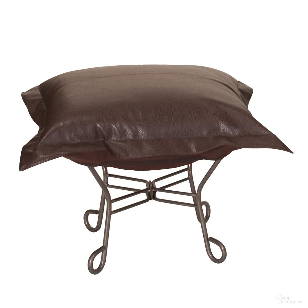 Scroll Puff Ottoman Avanti Titanium Frame In Pecan