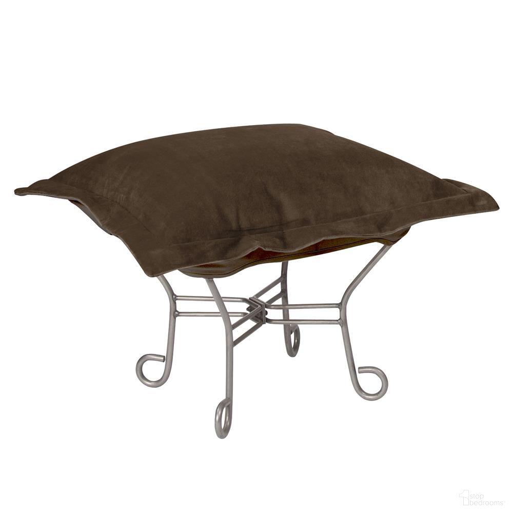 Scroll Puff Ottoman Bella Titanium Frame In Chocolate