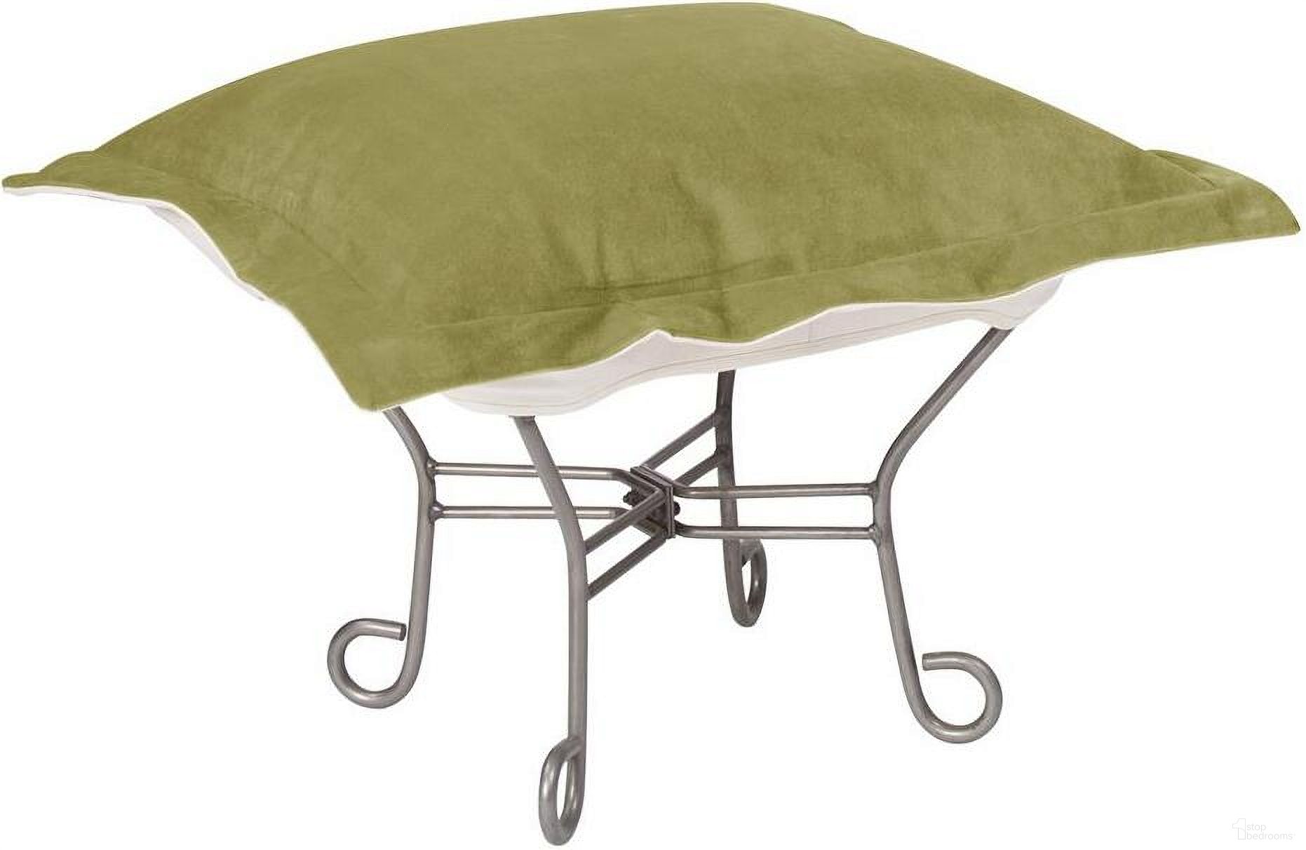 Scroll Puff Ottoman Bella Titanium Frame In Moss